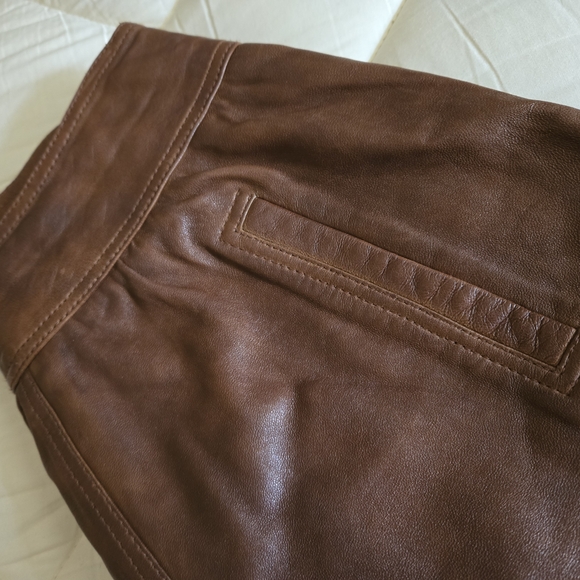 Brown Leather Mini Skirt - Picture 5 of 6